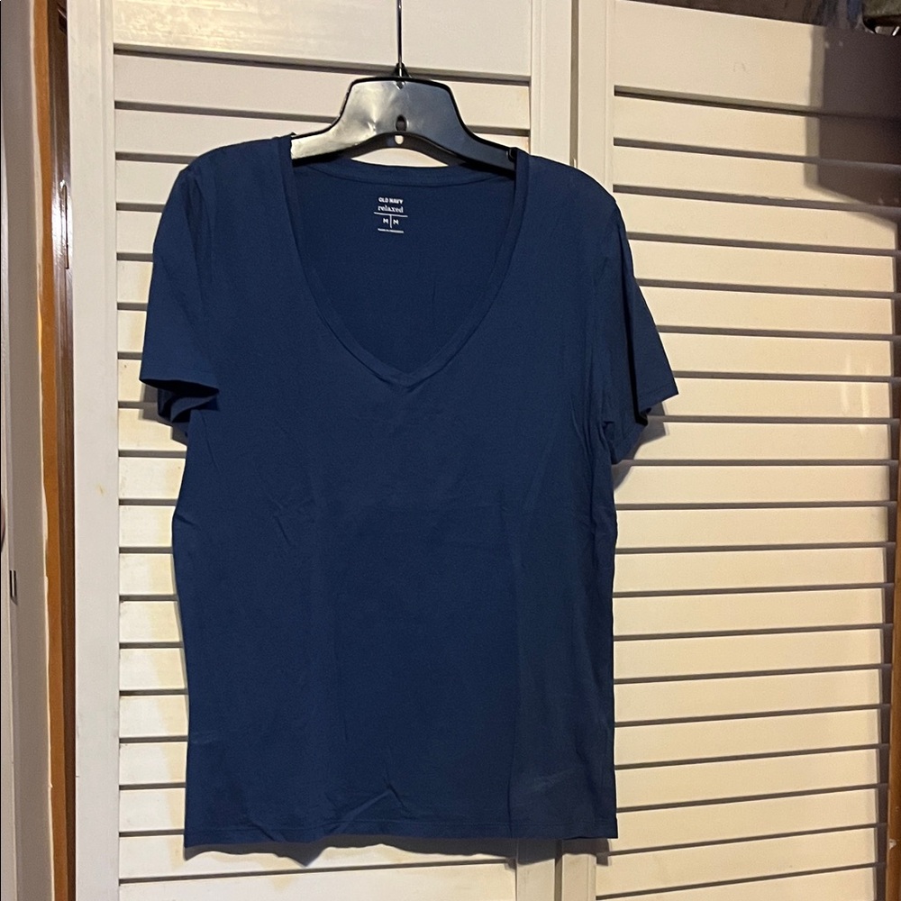 Old Navy Navy Blue V-Neck Tee